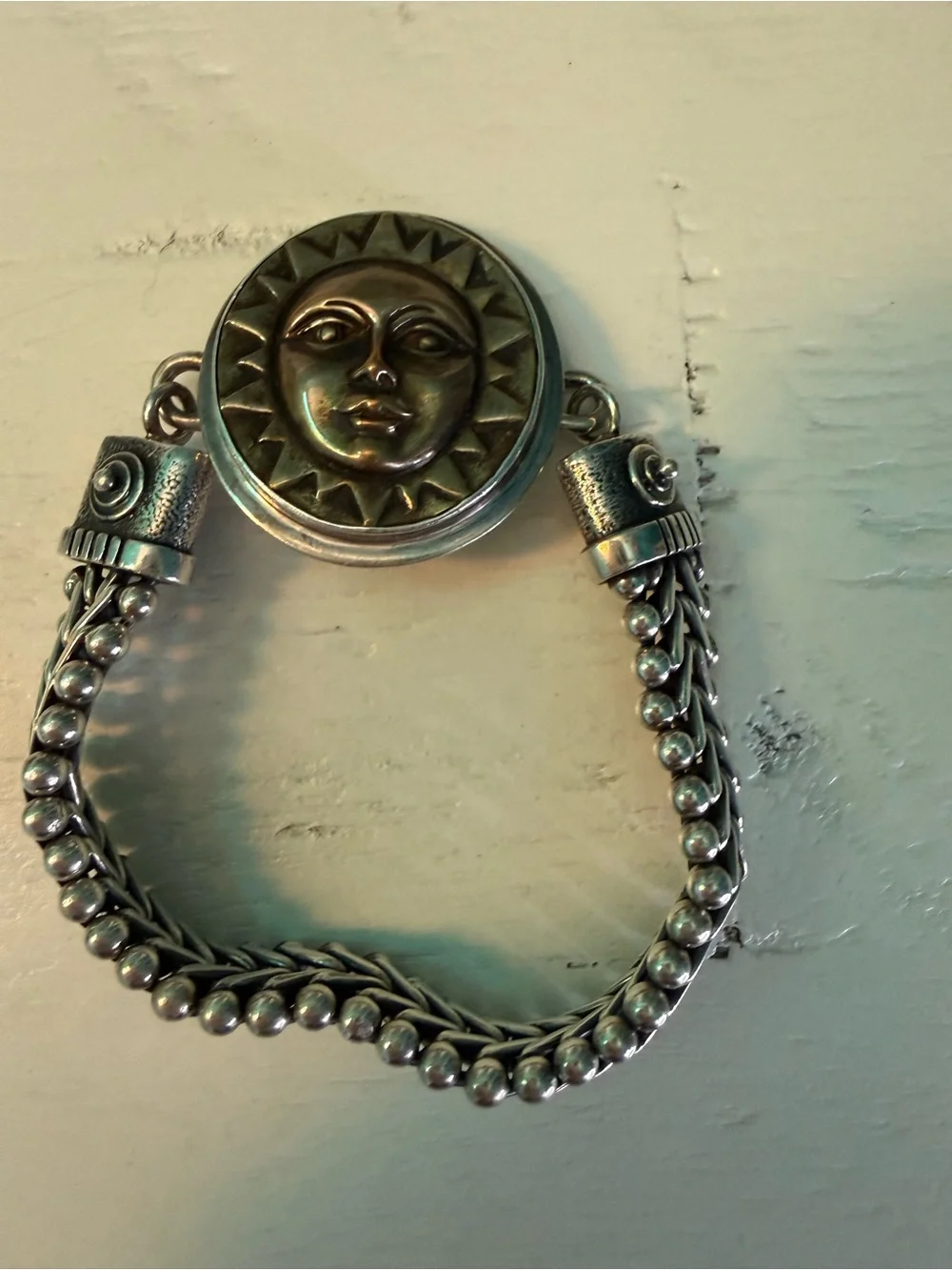 Tabra  Silver Sun Face Bracelet - Silver